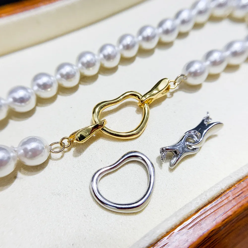 DIY Pearl Accessories S925 Sterling Silver Single Row Necklace Clasp Heart Gold Silver Bracelet Beaded Clasp K233
DIY Pearl Accessories S925 Sterling Silver Single Row Necklace Clasp Heart Gold Silver Bracelet Beaded Clasp K233