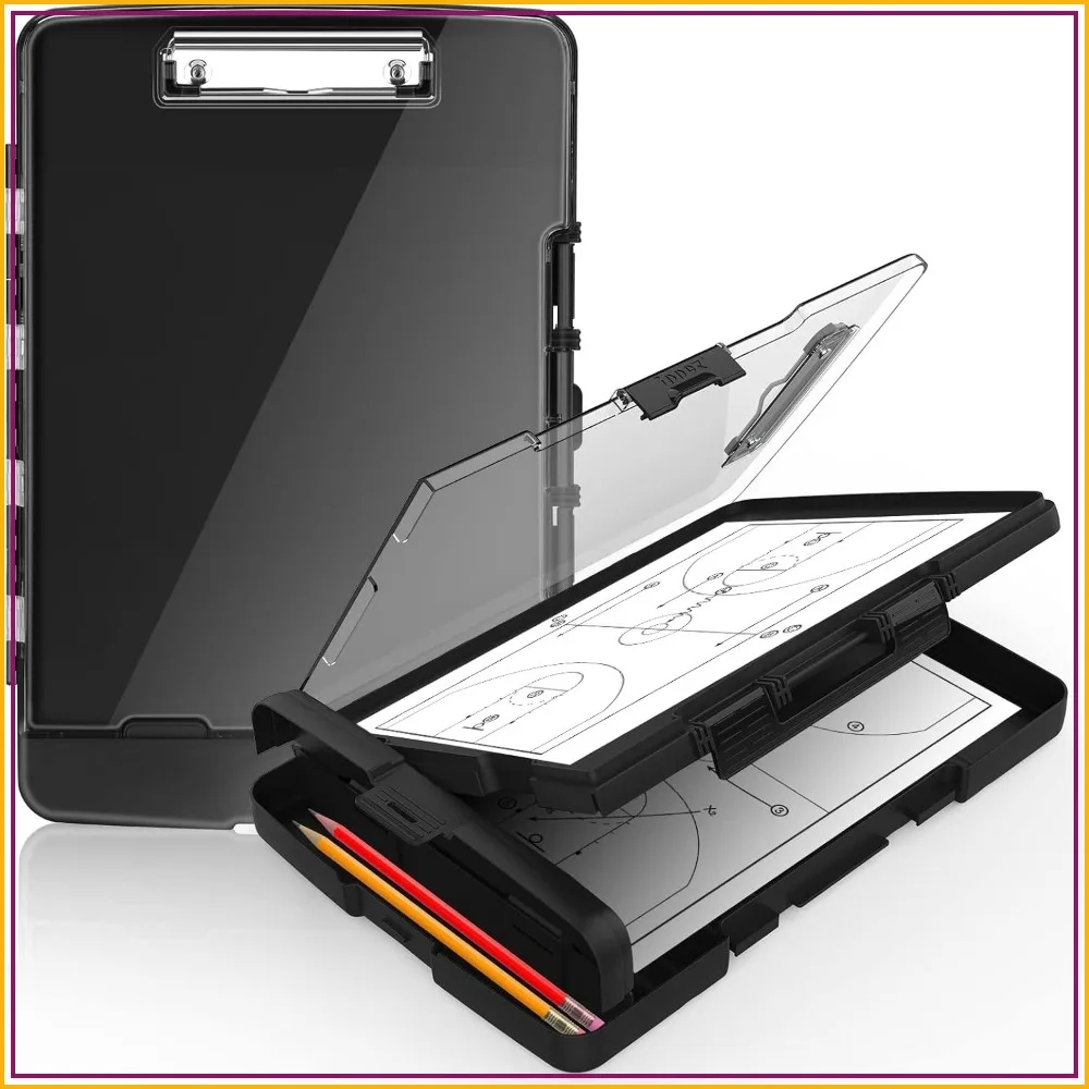 Clipboard with Storage & Pen Holder, Heavy Duty 8.5x11, Dual Storage, Dry Erase Coach Clipboard with Real Hinge, High Capacity
Clipboard with Storage & Pen Holder, Heavy Duty 8.5x11, Dual Storage, Dry Erase Coach Clipboard with Real Hinge, High Capacity