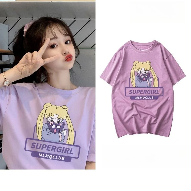 Sailor Sailor Sailor Moon Luna Casual Print Trendy T-shirt Summer Youth Pure Cotton Men's and Women's Short Sleeves
Sailor Sailor Sailor Moon Luna Casual Print Trendy T-shirt Summer Youth Pure Cotton Men's and Women's Short Sleeves