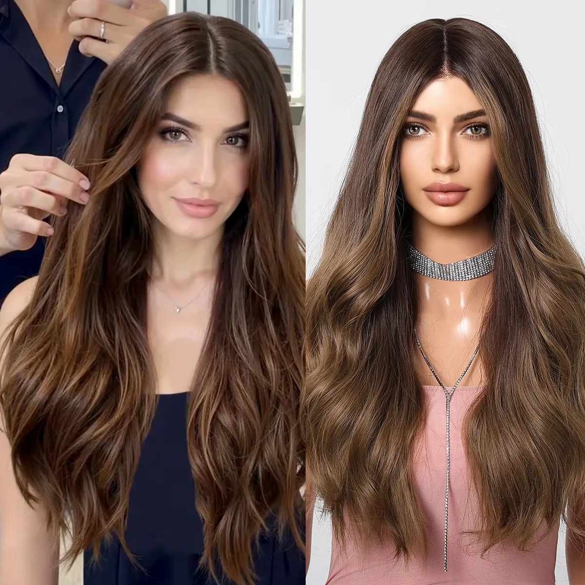 DWY Natural Brown T Part Lace Front Wigs Long Wavy Curly Fake Hair Women's Synthetic Wigs For Daily Party Use Heat Resistant
DWY Natural Brown T Part Lace Front Wigs Long Wavy Curly Fake Hair Women's Synthetic Wigs For Daily Party Use Heat Resistant