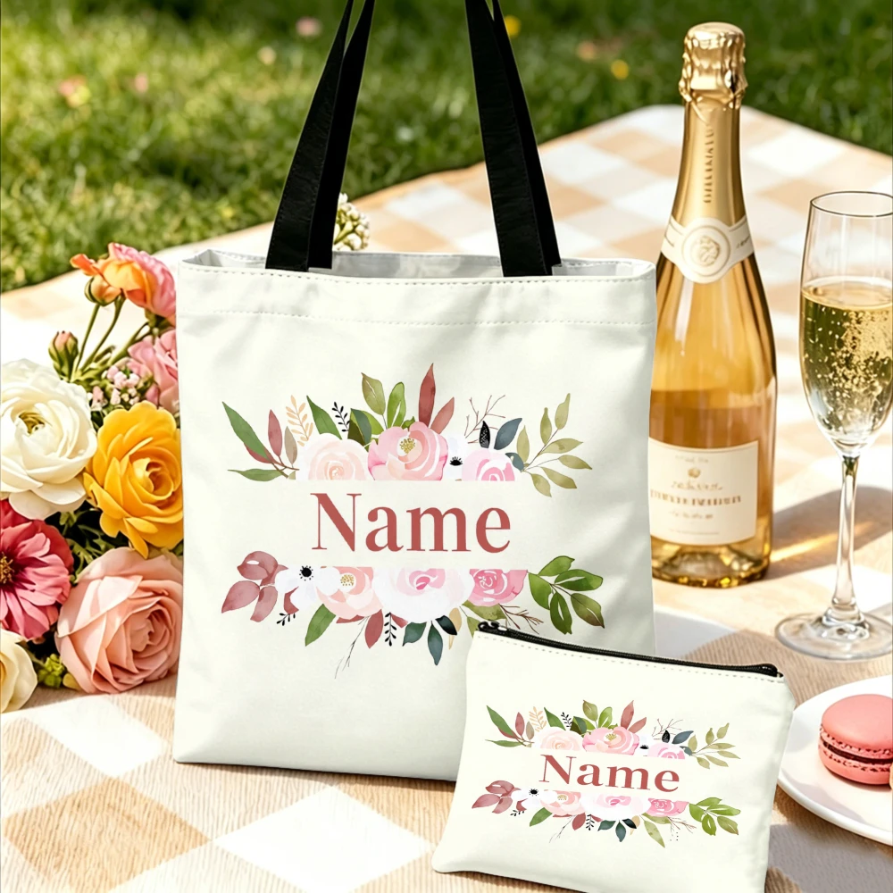 Fun Floral With Name Tote Bag And Makeup Bag Combination Roses Leaves Print Portable Pouch For Wedding Gift Storage Bags Handbag
Fun Floral With Name Tote Bag And Makeup Bag Combination Roses Leaves Print Portable Pouch For Wedding Gift Storage Bags Handbag