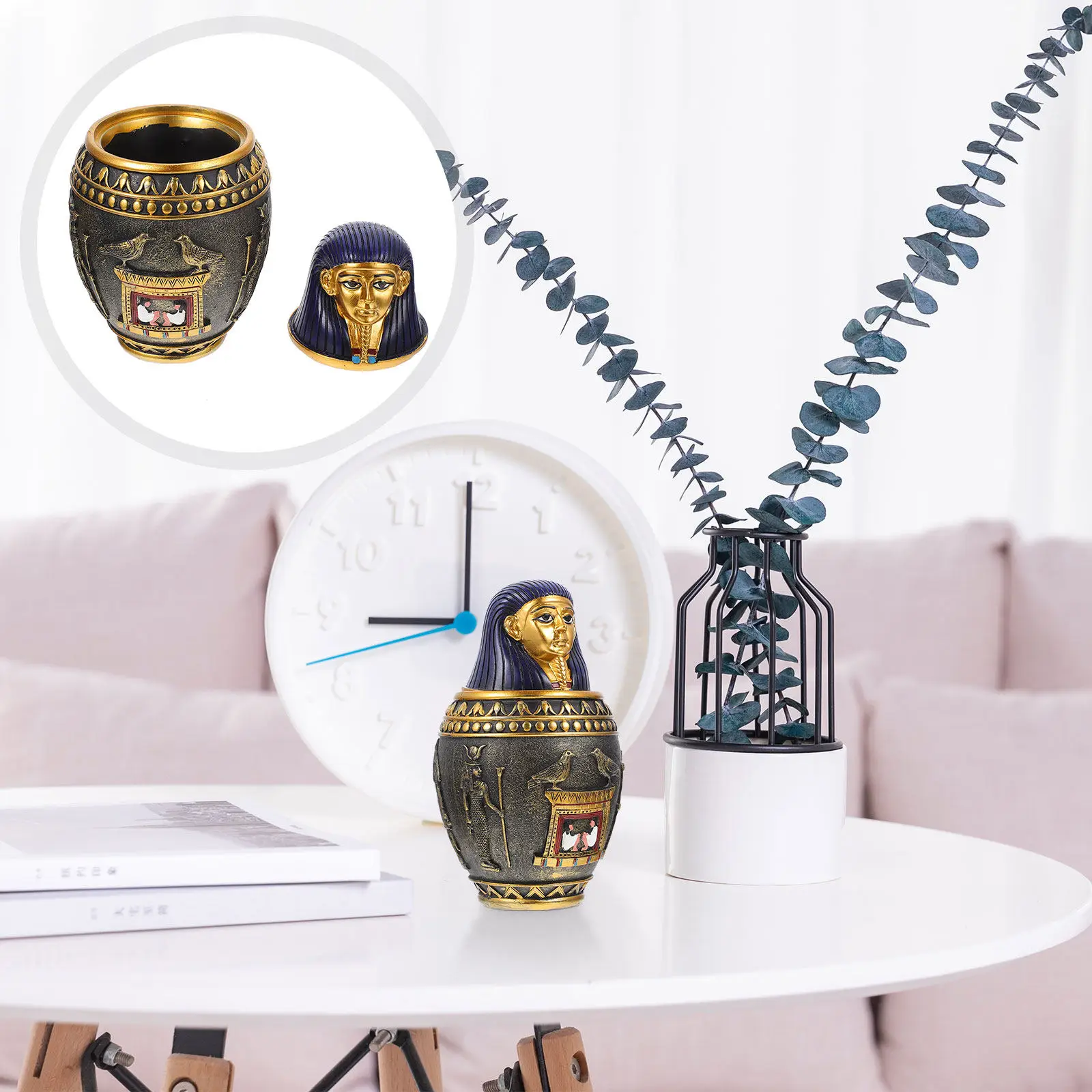 Egyptian Style Resin Canopic Jar Ornamental Craft Retro Decorative Sculpture Home Decor Delicate Resin Egyptian Theme
Egyptian Style Resin Canopic Jar Ornamental Craft Retro Decorative Sculpture Home Decor Delicate Resin Egyptian Theme