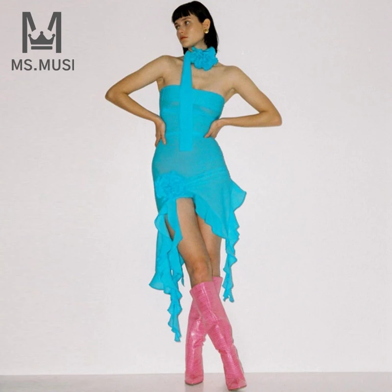 MSMUSI 2023 New Fashion Designer Women Sexy Floral Ruffles Lace Mesh Draped Sleeveless Backless Bodycon Party Club Midi Dress
MSMUSI 2023 New Fashion Designer Women Sexy Floral Ruffles Lace Mesh Draped Sleeveless Backless Bodycon Party Club Midi Dress