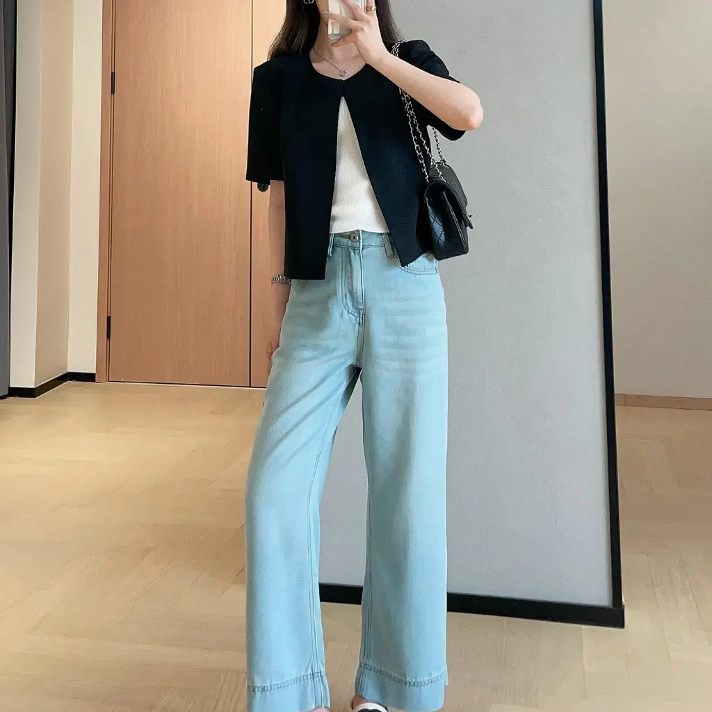 Women's Slim-fit Acetic Acid Short-Sleeved Jacket Heavy-Weight Light Club Old Money Style Summer Top F062118
Women's Slim-fit Acetic Acid Short-Sleeved Jacket Heavy-Weight Light Club Old Money Style Summer Top F062118