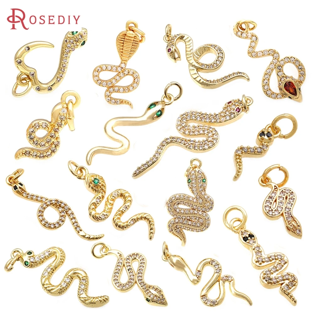 18K Gold Color Brass Zircon Snake Charms Pendants High Quality Necklace Earrings Jewelry Accessories
18K Gold Color Brass Zircon Snake Charms Pendants High Quality Necklace Earrings Jewelry Accessories