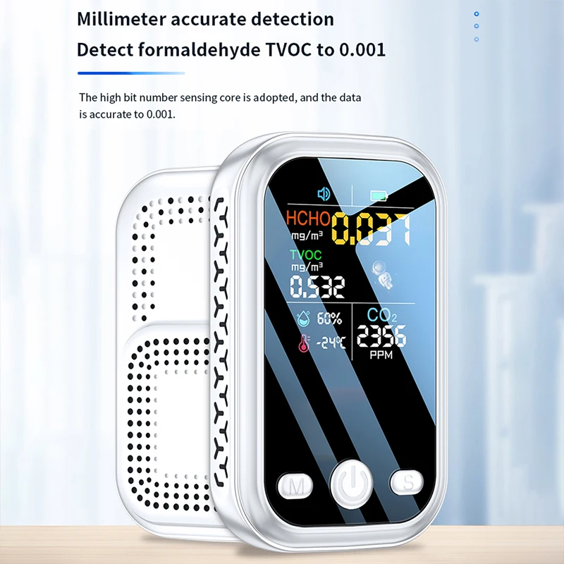 Детектор качества воздуха 5 в 1: HCHO, TVOC, CO2, температура, влажность, цветной дисплей 1,9 дюйма, разрешение 240*280, измеритель CO2
Детектор качества воздуха 5 в 1: HCHO, TVOC, CO2, температура, влажность, цветной дисплей 1,9 дюйма, разрешение 240*280, измеритель CO2