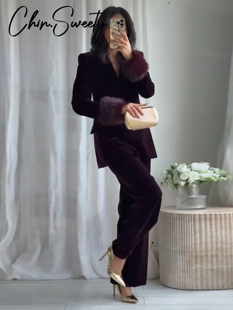 Элегантное бархатное пальто, брюки, женский комплект, однотонный меховой воротник, лоскутный пиджак, прямые брюки, весенняя мода 2026, женский наряд, новинка
Элегантное бархатное пальто, брюки, женский комплект, однотонный меховой воротник, лоскутный пиджак, прямые брюки, весенняя мода 2026, женский наряд, новинка