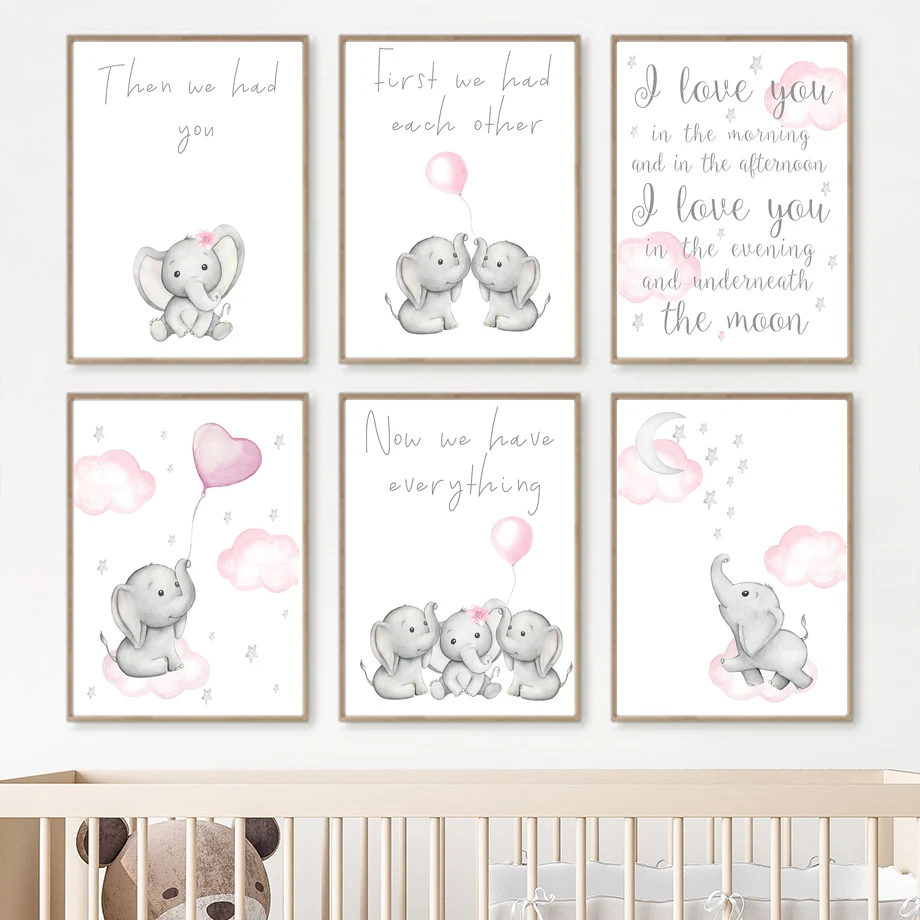 Cute Watercolor Pink Elephant Balloon Star Cloud Nursery Wall Art Canvas Painting Poster Print Picture Baby Girl Room Home Decor
Cute Watercolor Pink Elephant Balloon Star Cloud Nursery Wall Art Canvas Painting Poster Print Picture Baby Girl Room Home Decor