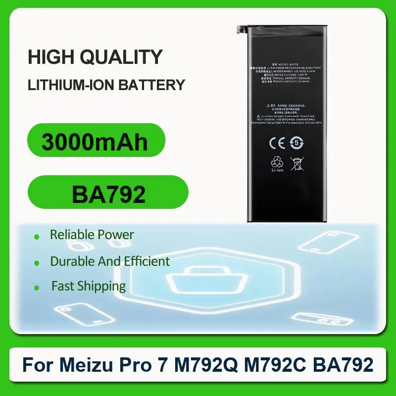 Replacement Mobile Phone Battery For Meizu Pro 7/M792Q/ M792C BA792 BA792 3000mAh
Replacement Mobile Phone Battery For Meizu Pro 7/M792Q/ M792C BA792 BA792 3000mAh