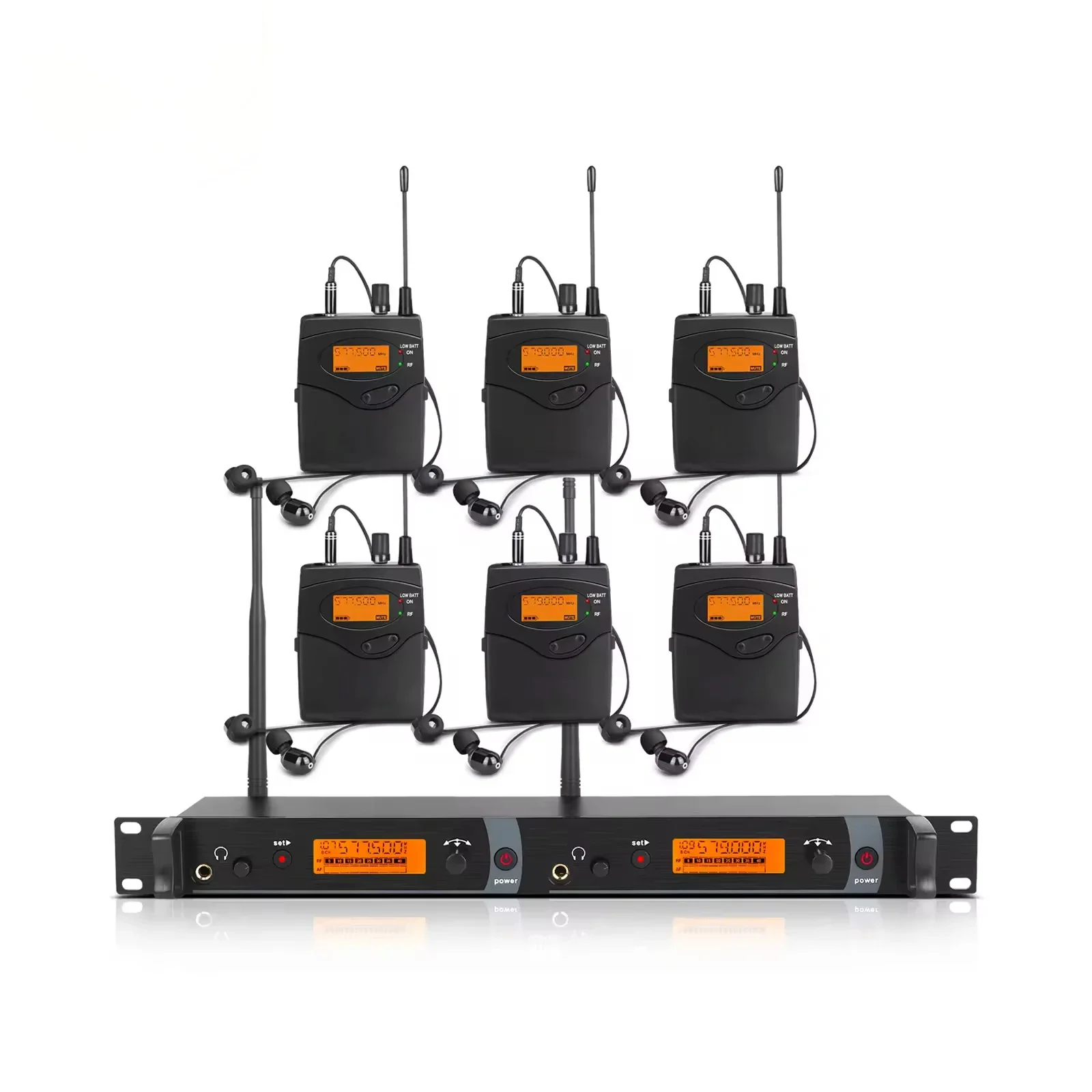 six channels Wireless in Ear Monitor System with Monitoring Type for Stage, Recording Studio, Musicians
six channels Wireless in Ear Monitor System with Monitoring Type for Stage, Recording Studio, Musicians