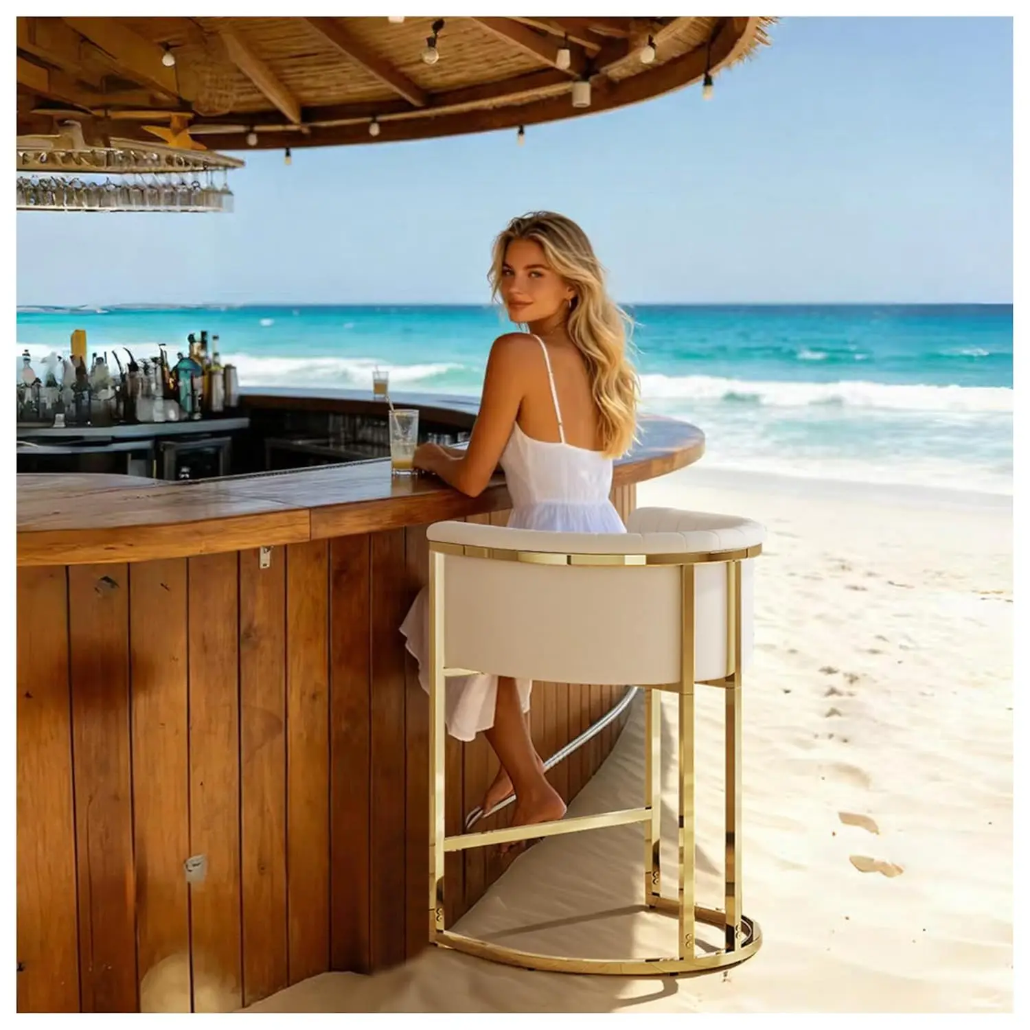 26in Counter Stool Barrel Chair W/ Back Arms Linen Kitchen Island 460LBS Gold Steel Customized
26in Counter Stool Barrel Chair W/ Back Arms Linen Kitchen Island 460LBS Gold Steel Customized