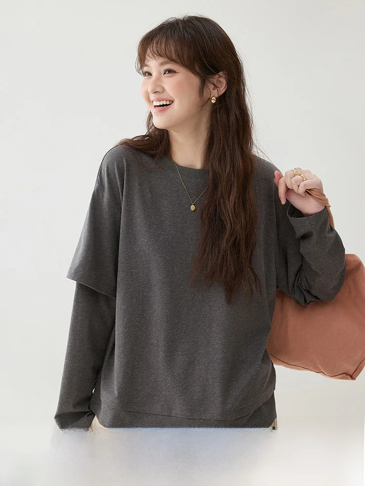 AMUU Original Japanese Style Color Loose Long Sleeve T-Shirt Women's Spring New Slimming Top Fake Two-Piece Ensemble
AMUU Original Japanese Style Color Loose Long Sleeve T-Shirt Women's Spring New Slimming Top Fake Two-Piece Ensemble