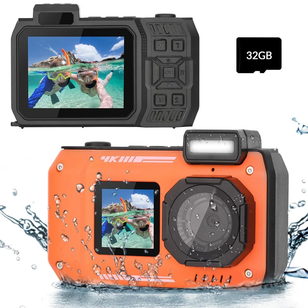 4K Underwater Camera 33 FT Waterproof Camera With Dual Screens Selfie 48MP Autofocus Digital Camera For Snorkeling-A86G
4K Underwater Camera 33 FT Waterproof Camera With Dual Screens Selfie 48MP Autofocus Digital Camera For Snorkeling-A86G