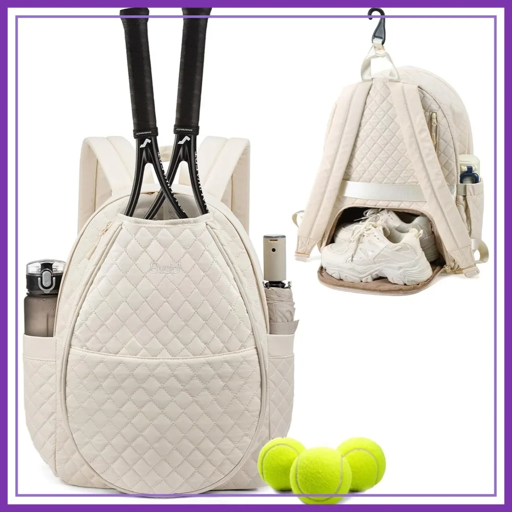 Quilted Tennis Racket Bag Backpack for Women, Holds 2 Racquet, Pickleball Paddles, Badminton, Gym & Travel
Quilted Tennis Racket Bag Backpack for Women, Holds 2 Racquet, Pickleball Paddles, Badminton, Gym & Travel