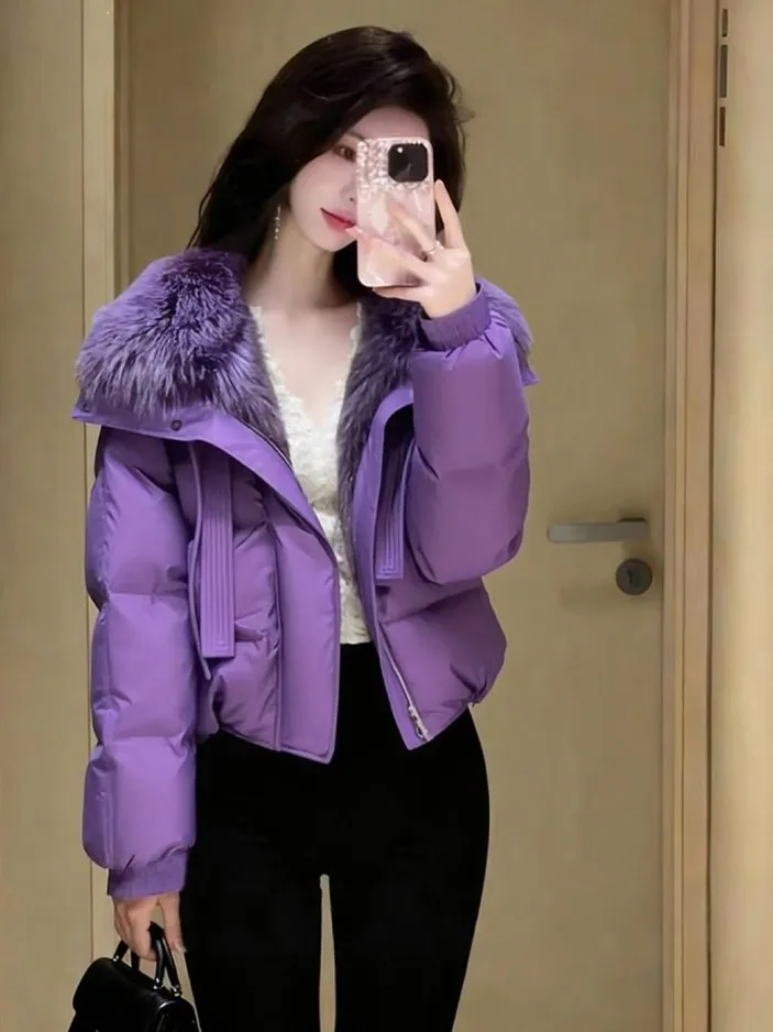 Зимняя хлопковая куртка с большим меховым воротником, женская фиолетовая свободная верхняя одежда, корейский двухслойный воротник, длинный све
Зимняя хлопковая куртка с большим меховым воротником, женская фиолетовая свободная верхняя одежда, корейский двухслойный воротник, длинный све