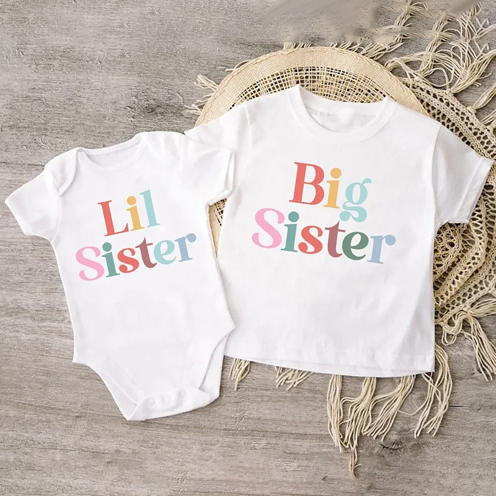 Big Sister Little Sister Printed Family Matching Shirt Girls Summer T-shirt Tops Baby Bodysuit Kids Tee Short Sleeve Clothes
Big Sister Little Sister Printed Family Matching Shirt Girls Summer T-shirt Tops Baby Bodysuit Kids Tee Short Sleeve Clothes