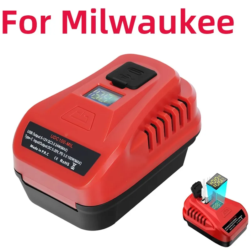 100W USB Battery Charger Support QC 3.0 and PD 3.0 Protocols Charges Smartphones and Is Compatible for Milwaukee 18/20V Battery
100W USB Battery Charger Support QC 3.0 and PD 3.0 Protocols Charges Smartphones and Is Compatible for Milwaukee 18/20V Battery