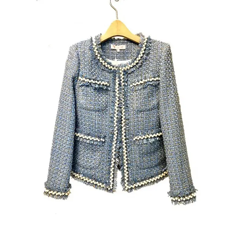 Sky blue tweed women jacket Hand-made beads spring / autumn / winter woolen coat new Wool classic jacket Ladies
Sky blue tweed women jacket Hand-made beads spring / autumn / winter woolen coat new Wool classic jacket Ladies