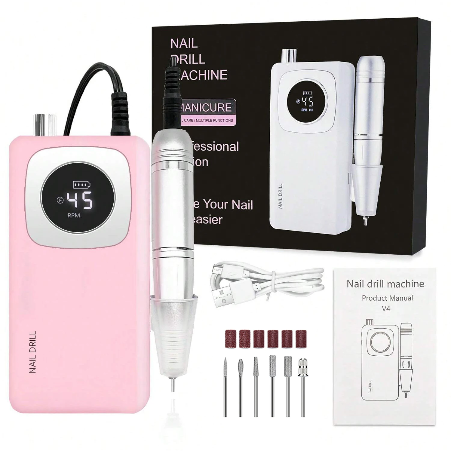 45000RPM Nail Drill Machine Professional Gel Polish Remover Tools Portable Nail File For Acrylic Gel Nails Remove Nail Art Tools
45000RPM Nail Drill Machine Professional Gel Polish Remover Tools Portable Nail File For Acrylic Gel Nails Remove Nail Art Tools