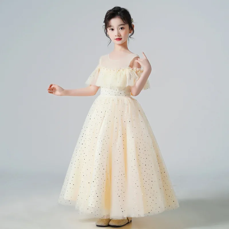 Girls' Summer Short Sleeve Off-Shoulder Performance Dress Mesh Sequin Puff Skirt Princess Style Dance Piano Performance Dress
Girls' Summer Short Sleeve Off-Shoulder Performance Dress Mesh Sequin Puff Skirt Princess Style Dance Piano Performance Dress