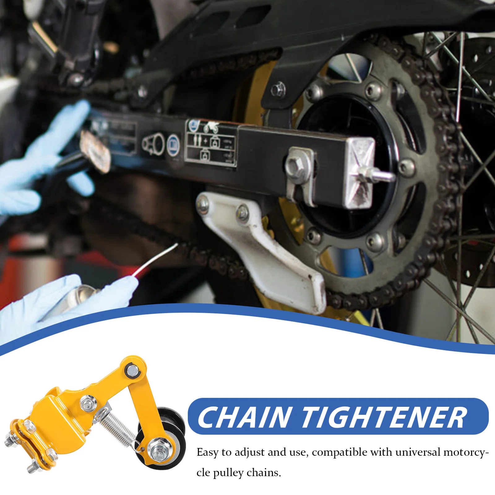 Chain Tensioner Universal Motorcycle Sprocket Roller Yellow Random Wheel Adjustable Chain Tightener Gear Fastener Motorbike
Chain Tensioner Universal Motorcycle Sprocket Roller Yellow Random Wheel Adjustable Chain Tightener Gear Fastener Motorbike