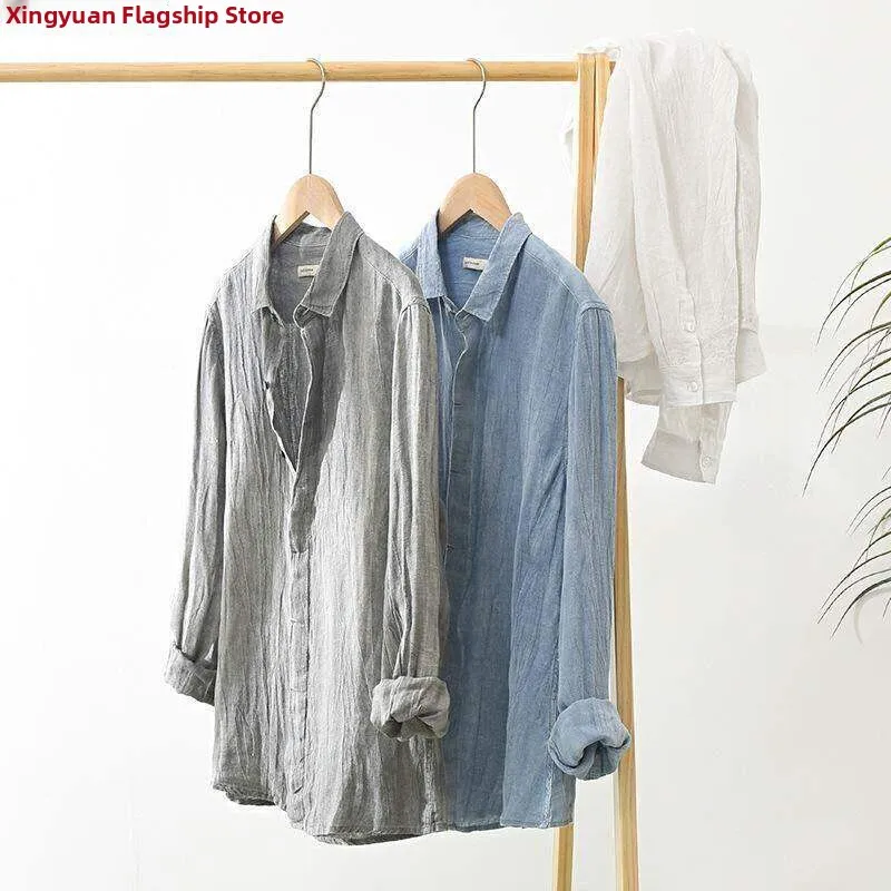 Casual Loose Men's Long Sleeve Linen Shirt Breathable Cotton Linen Blend Pleated Collar Pure Color City Walk Suitable Shirt
Casual Loose Men's Long Sleeve Linen Shirt Breathable Cotton Linen Blend Pleated Collar Pure Color City Walk Suitable Shirt