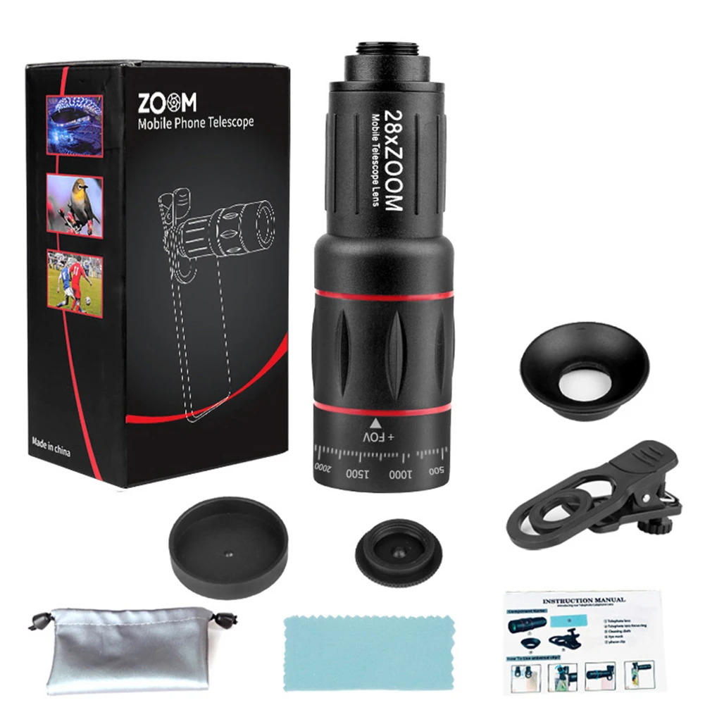 Monocular Zoom Telescope For Mobile Phone With Tripod 18X 28X 36X 64X Long Range Camping Hunting Monocular Telescope
Monocular Zoom Telescope For Mobile Phone With Tripod 18X 28X 36X 64X Long Range Camping Hunting Monocular Telescope