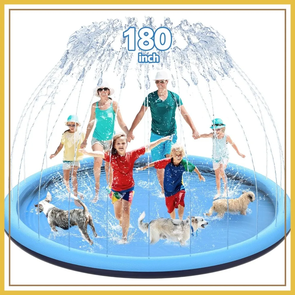 180" Non-Slip Splash Pad for Dogs & Family, Thicken Sprinkler Pool, Extra Large Backyard Wading Pool for Outdoor Summer Fun (Blue)
180" Non-Slip Splash Pad for Dogs & Family, Thicken Sprinkler Pool, Extra Large Backyard Wading Pool for Outdoor Summer Fun (Blue)
