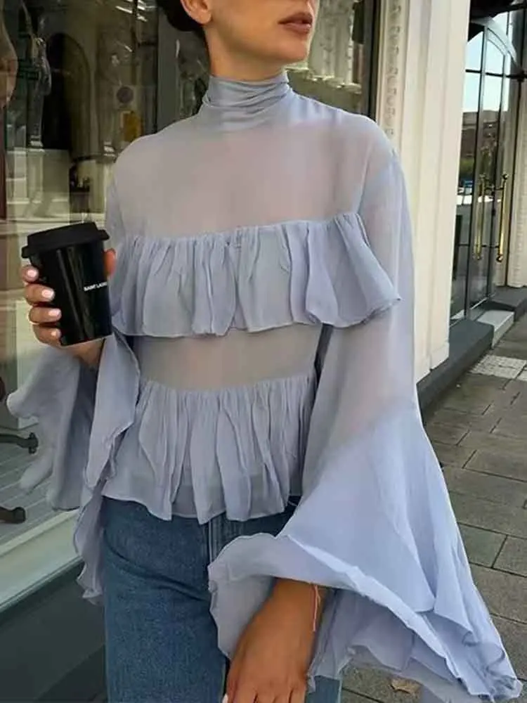 European style new women's fashion versatile temperament solid color scarf collar layered long-sleeved shirt top
European style new women's fashion versatile temperament solid color scarf collar layered long-sleeved shirt top