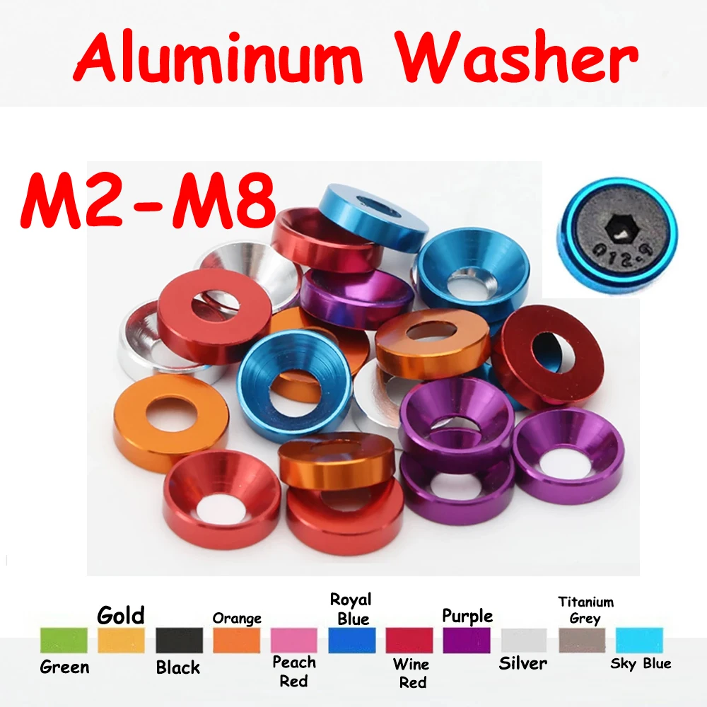 Yiqianyuan M2 M2.5 M3 M4 M5 M6 M8 Aluminum Alloy Washers for Countersunk Head Screw Gasket Washer Multicolor RC Car Accessories
Yiqianyuan M2 M2.5 M3 M4 M5 M6 M8 Aluminum Alloy Washers for Countersunk Head Screw Gasket Washer Multicolor RC Car Accessories