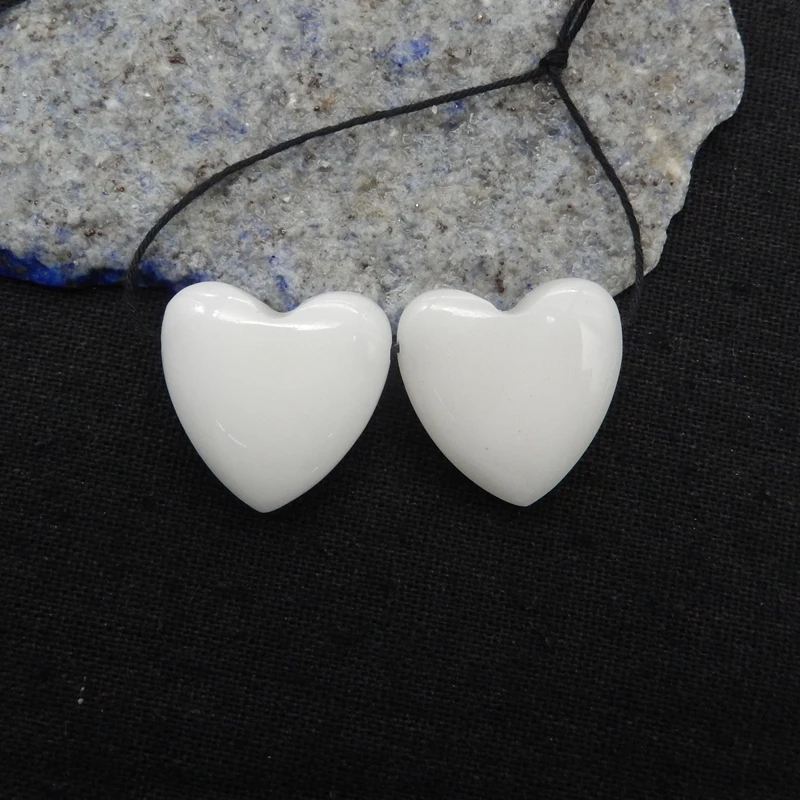Natural White Jade Heart Earring Beads Side Drilled 23x22x8mm Matched Pair Lightweight Jewelry Accessories for Women 13.5g
Natural White Jade Heart Earring Beads Side Drilled 23x22x8mm Matched Pair Lightweight Jewelry Accessories for Women 13.5g