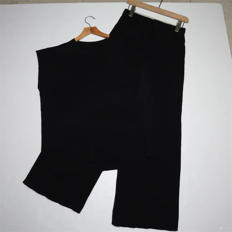 New Summer Sleeveless Foreign Casual High Waist Wide Leg Pants Two Piece Set Knitted Shirt
New Summer Sleeveless Foreign Casual High Waist Wide Leg Pants Two Piece Set Knitted Shirt