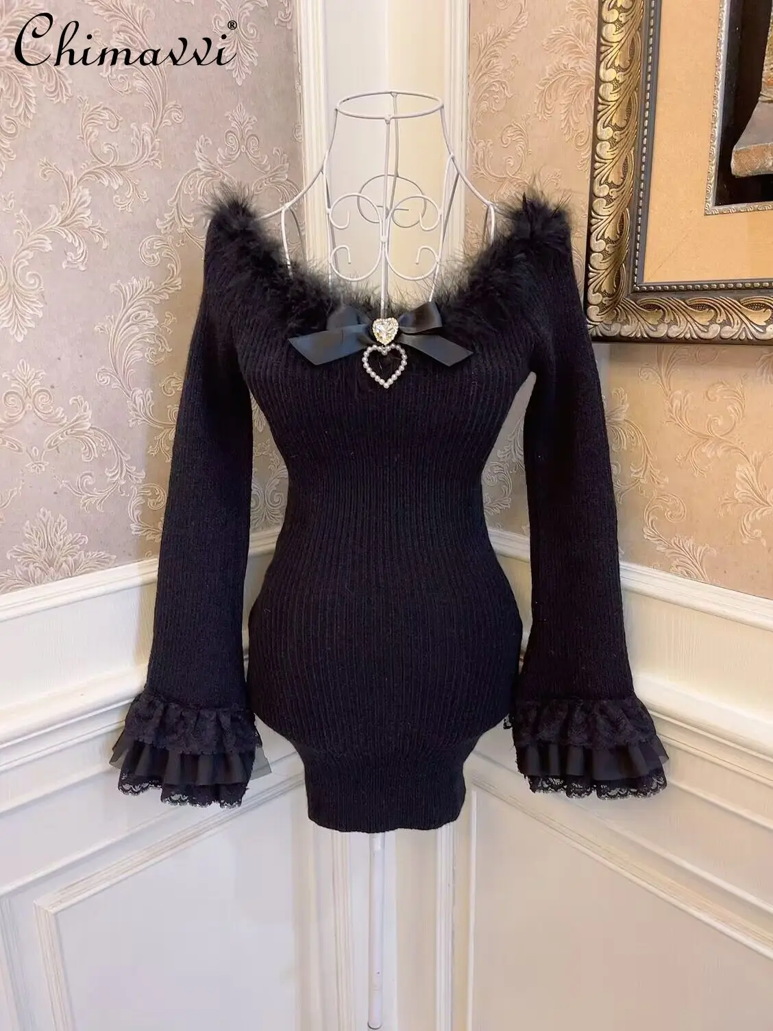 2023 New Spring Autumn Women's Elegant Princess Bowknot Love Diamond Lolita Dress Lace Slim-Fit Figure Flattering Knitted Dress
2023 New Spring Autumn Women's Elegant Princess Bowknot Love Diamond Lolita Dress Lace Slim-Fit Figure Flattering Knitted Dress