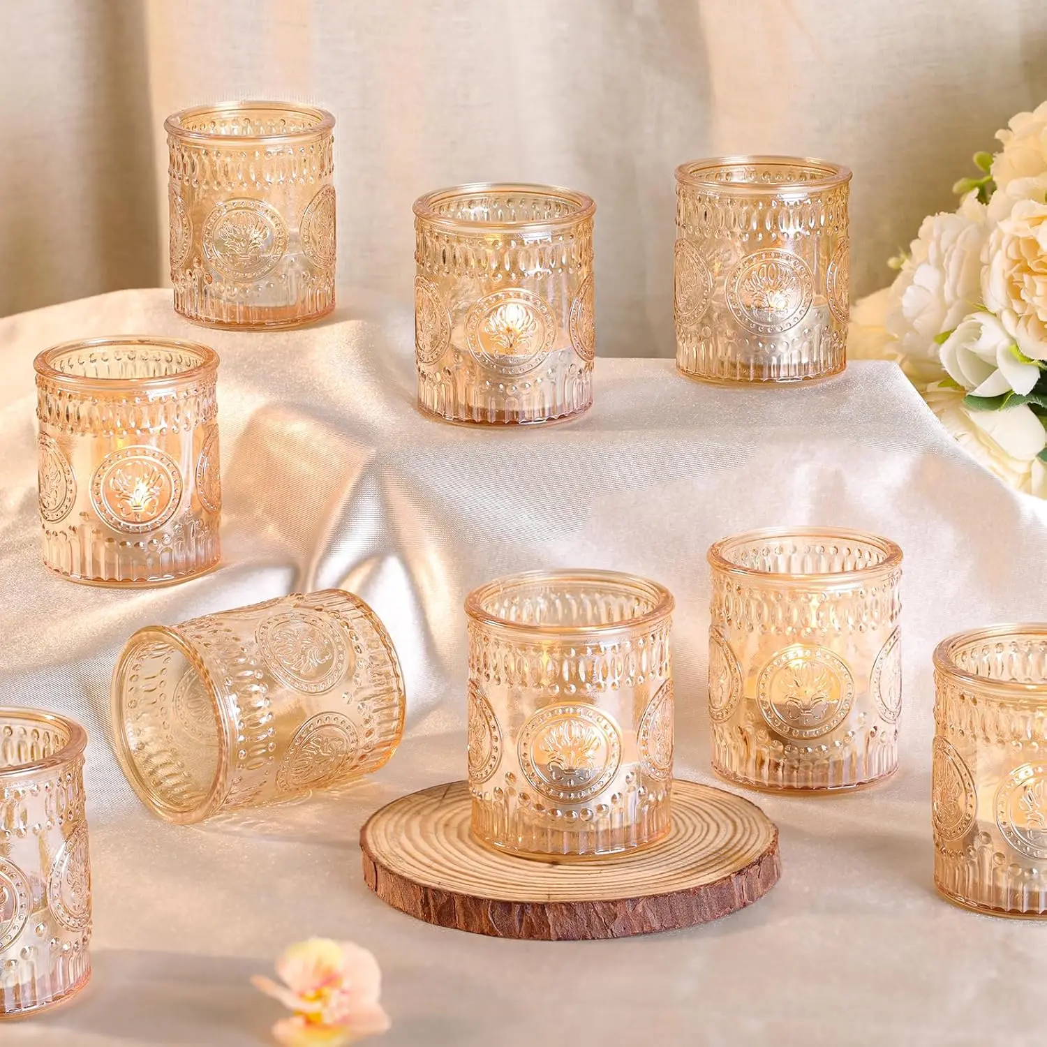 12 Gold Glass Tealight Candle Holders for Wedding Centerpieces, Home Decor, Party
12 Gold Glass Tealight Candle Holders for Wedding Centerpieces, Home Decor, Party