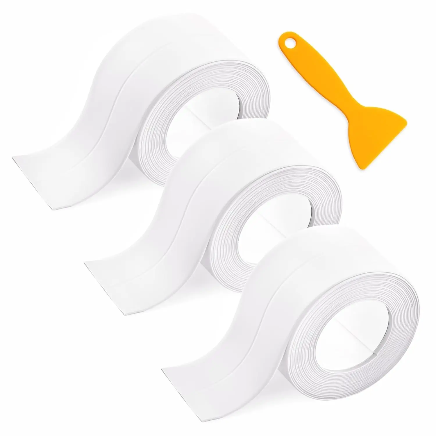 Waterproof Caulk Strip Tape for Sink, Bathtub, Toilet - 3 Rolls White, 1.5"x10.5ft Each
Waterproof Caulk Strip Tape for Sink, Bathtub, Toilet - 3 Rolls White, 1.5"x10.5ft Each