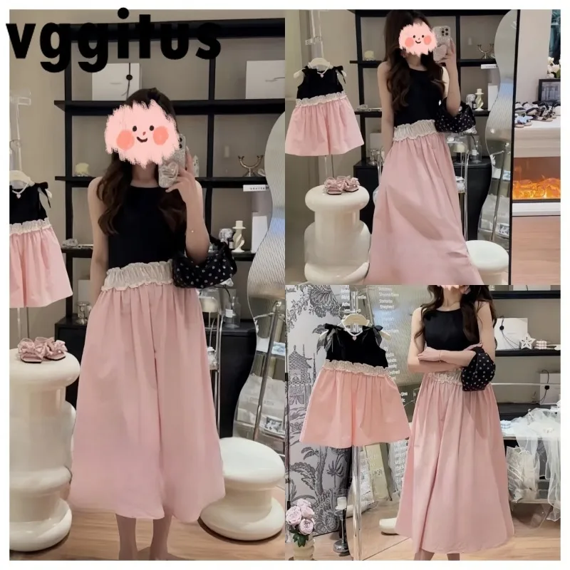 Parent Child Clothing New Summer Thin Black Pink Color Blocking O-neck Sleeveless Long Dresses Mom and Daughter Dresses H6859
Parent Child Clothing New Summer Thin Black Pink Color Blocking O-neck Sleeveless Long Dresses Mom and Daughter Dresses H6859
