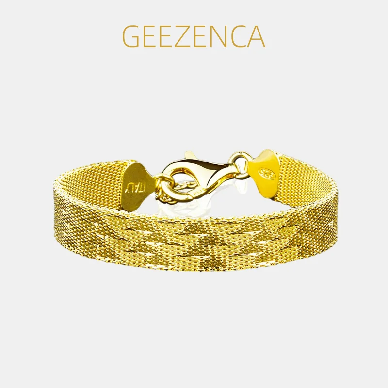 GEEZENCA Italian 925 Sterling Silver Mesh Link Bracelet For Women Sparkling Shiny 10mm Hand Chain Bracelet Luxury Jewelry Gift
GEEZENCA Italian 925 Sterling Silver Mesh Link Bracelet For Women Sparkling Shiny 10mm Hand Chain Bracelet Luxury Jewelry Gift