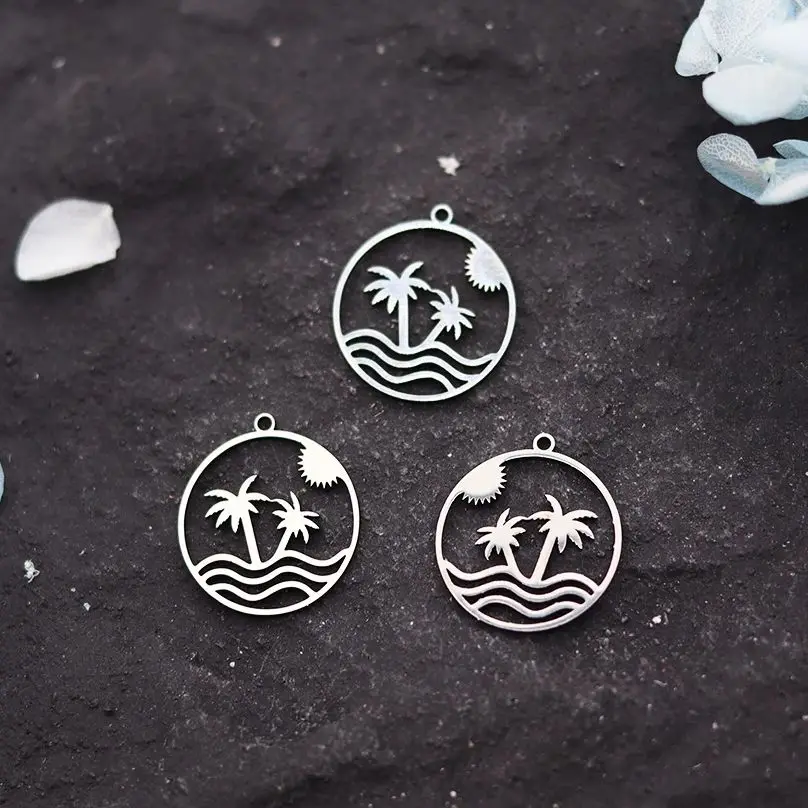 3pcs Creative Beach Coconut Trees Sunset Charms for Jewelry Making Bracelets Earrings diy Craft Stainless Steel Pendant Handmade 
3pcs Creative Beach Coconut Trees Sunset Charms for Jewelry Making Bracelets Earrings diy Craft Stainless Steel Pendant Handmade