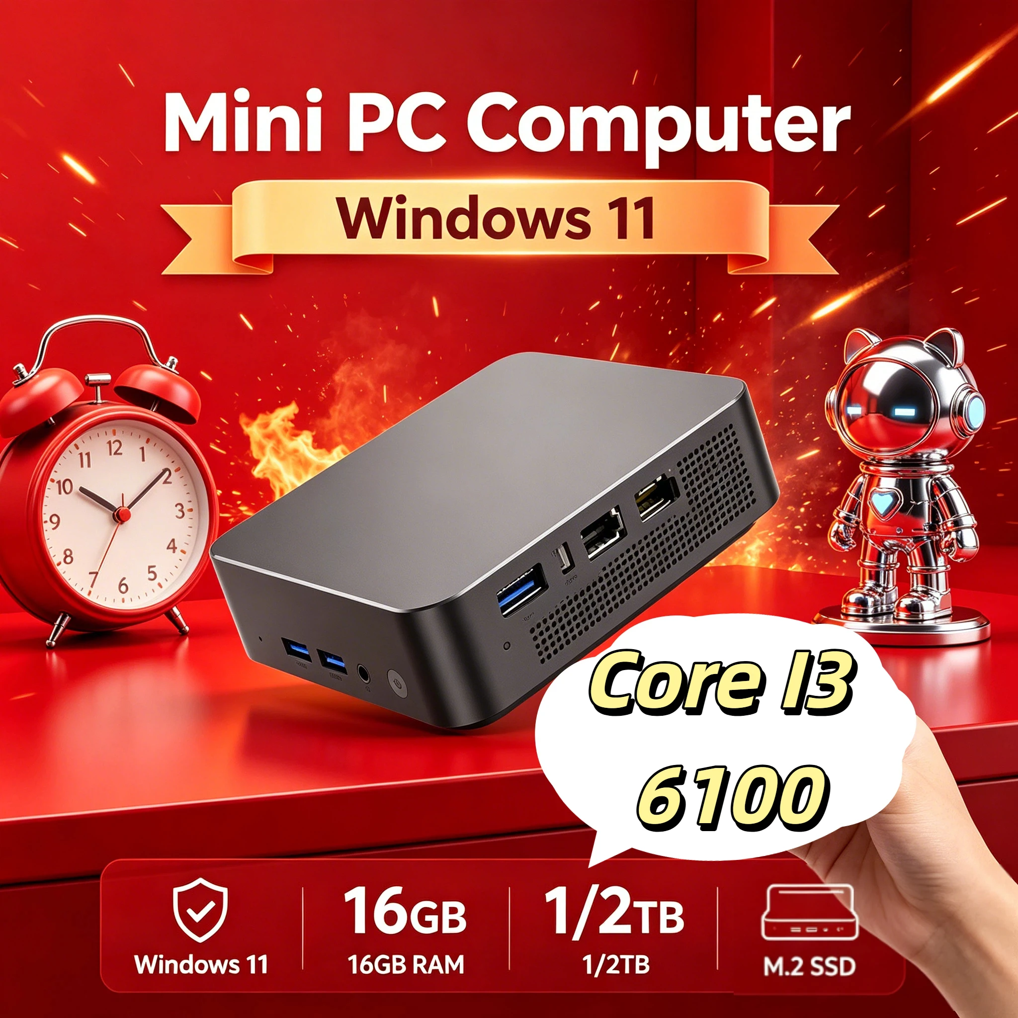 Core I3 6100 MINI PC Windows 11 Pro 32GB RAM 1TB 2TB SSD WIFI 6 BT5.2 4K HD Mini Gaming Office Study With 3 Years Warranty
Core I3 6100 MINI PC Windows 11 Pro 32GB RAM 1TB 2TB SSD WIFI 6 BT5.2 4K HD Mini Gaming Office Study With 3 Years Warranty