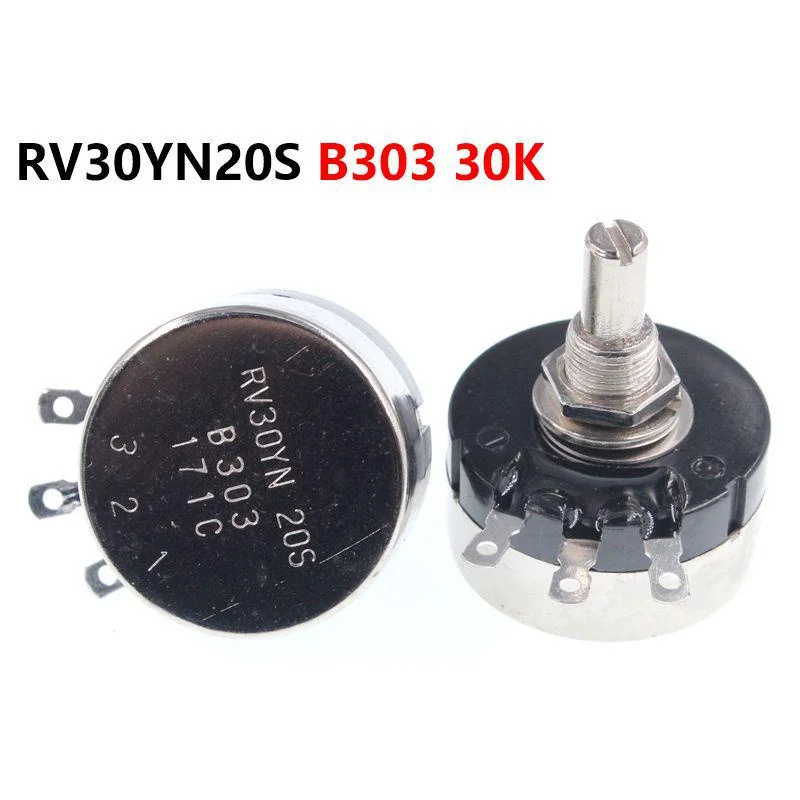 RV30YN20S B303 30K 3 Вт однооборотный потенциометр из углеродной пленки, регулируемый резистор
RV30YN20S B303 30K 3 Вт однооборотный потенциометр из углеродной пленки, регулируемый резистор