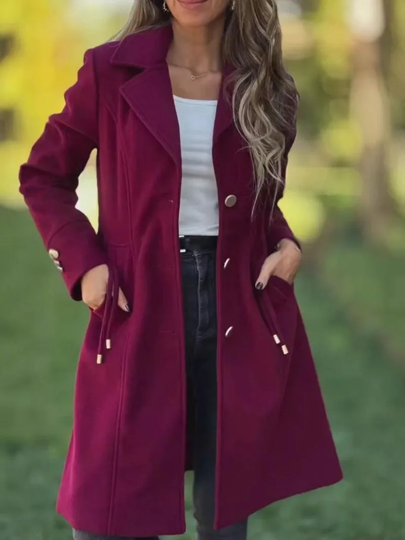 Осень-зима, однотонный кардиган, шерстяное пальто, женское однобортное пальто с длинными рукавами и карманами, верхняя женская одежда, пальто
Осень-зима, однотонный кардиган, шерстяное пальто, женское однобортное пальто с длинными рукавами и карманами, верхняя женская одежда, пальто