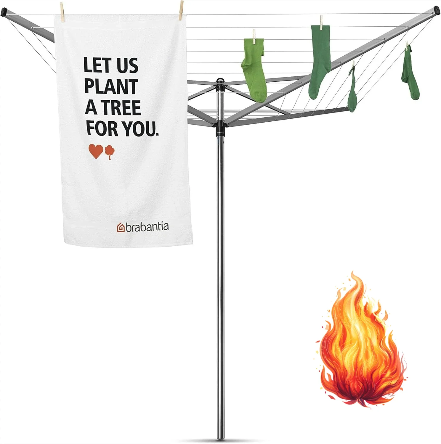 Topspinner Outdoor 4 Arm Spinning Clothesline (197 ft/Ø 1.8") Rotating, Folding Clothes Drying Rack + Ground Spike (Gray)
Topspinner Outdoor 4 Arm Spinning Clothesline (197 ft/Ø 1.8") Rotating, Folding Clothes Drying Rack + Ground Spike (Gray)