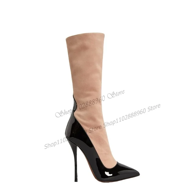 Mixed Color Patchwork Boots Mid Calf Stilettos High Heel Women Shoes Side Zipper Pointed Toe 2023 Fashion Zapatos Para Mujere
Mixed Color Patchwork Boots Mid Calf Stilettos High Heel Women Shoes Side Zipper Pointed Toe 2023 Fashion Zapatos Para Mujere