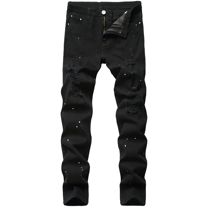 Black Jeans 2023 New Men's Paint Ripped Pencil Pants Mid-Waist Slim Stretch Casual Pants
Black Jeans 2023 New Men's Paint Ripped Pencil Pants Mid-Waist Slim Stretch Casual Pants
