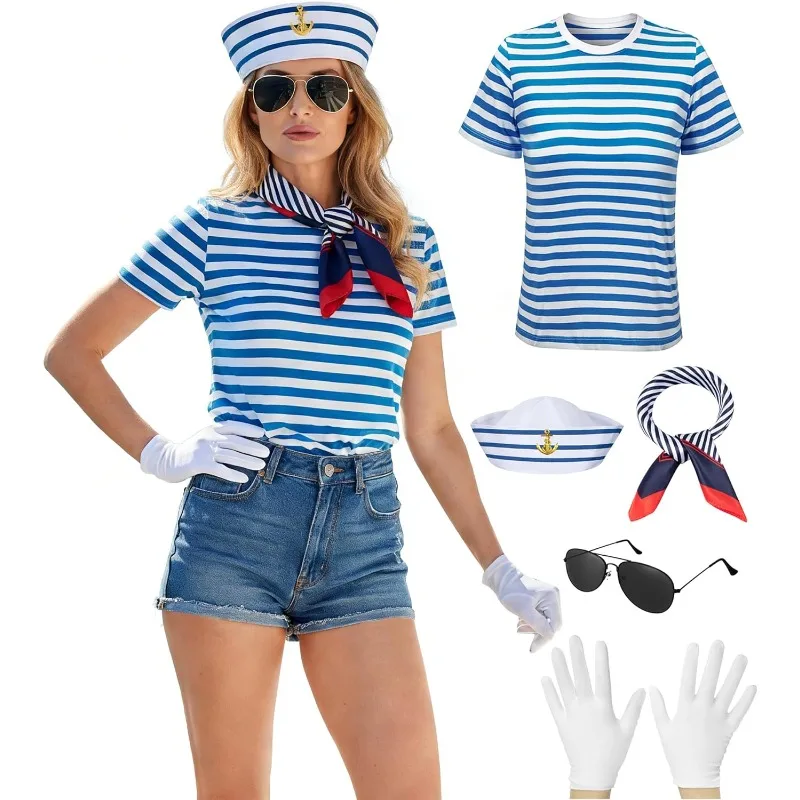 Yacht Sailor Captain Costume Adult Accessories Set Party Cosplay short sleeves,hat, sunglasses,scarf,Gloves Stranger Cosplay
Yacht Sailor Captain Costume Adult Accessories Set Party Cosplay short sleeves,hat, sunglasses,scarf,Gloves Stranger Cosplay