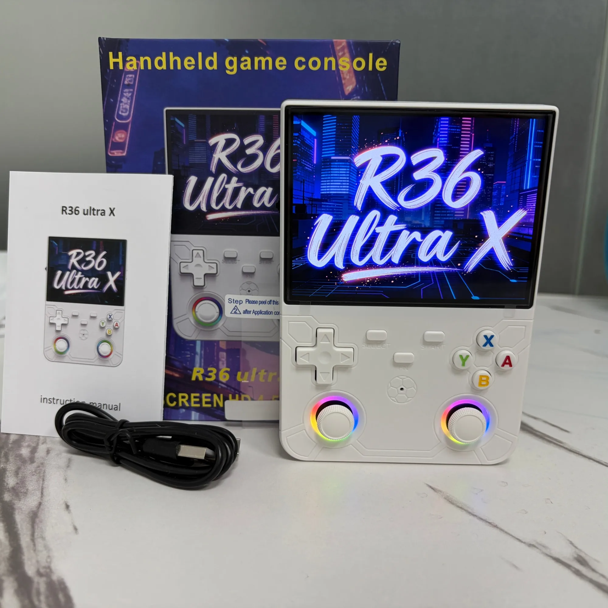 R36 Ultra X Portable Retro Game Player 20000+ Built-in Games 4.5 Inch IPS Screen 64GB 128GB Vibration Gaming Console
R36 Ultra X Portable Retro Game Player 20000+ Built-in Games 4.5 Inch IPS Screen 64GB 128GB Vibration Gaming Console