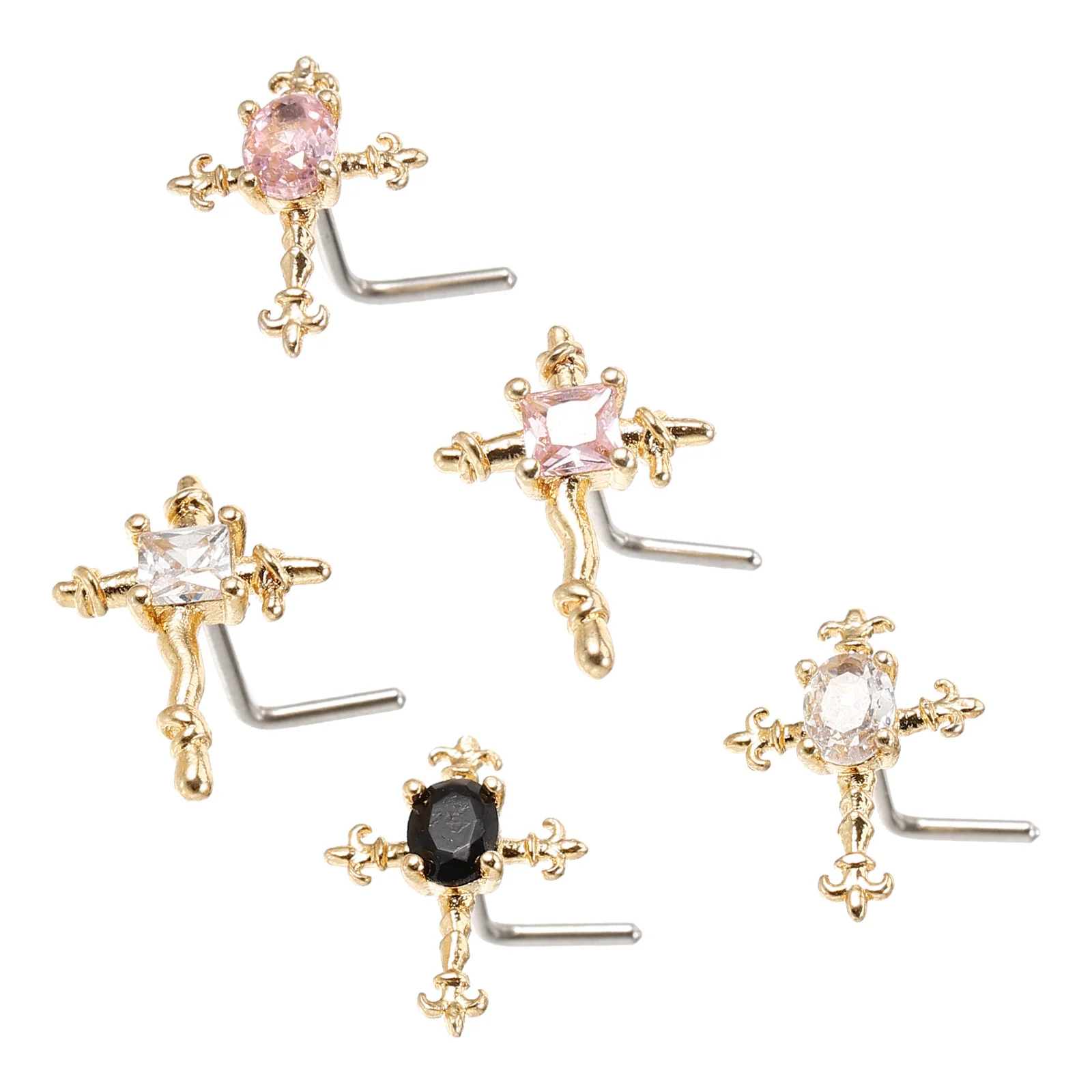 5pcs Nose Studs For Women Metal Cross Shape Small Nose Rings Jewelry Set Cool Thin Studs Unique Piercing Gifts For Her
5pcs Nose Studs For Women Metal Cross Shape Small Nose Rings Jewelry Set Cool Thin Studs Unique Piercing Gifts For Her