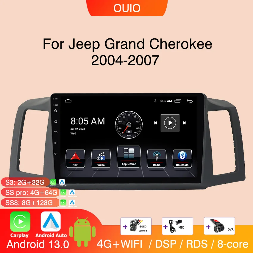 8GB+128GB Android 13 radio For Jeep Grand Cherokee 2004-2007Car stereo Multimedia Player Carplay Auto GPS Navigation 2DIN NO DVD
8GB+128GB Android 13 radio For Jeep Grand Cherokee 2004-2007Car stereo Multimedia Player Carplay Auto GPS Navigation 2DIN NO DVD