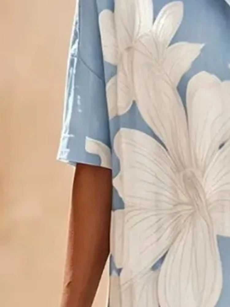 Women's Floral Print Shirt Maxi Dress Fashion Lapel Short Sleeve Button Down Loose Casual Vacation Beach Boho Dress For Summer
Women's Floral Print Shirt Maxi Dress Fashion Lapel Short Sleeve Button Down Loose Casual Vacation Beach Boho Dress For Summer