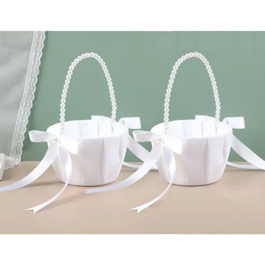 Flower Girl Baskets for Wedding set of 2, Flower Girl Basket With Pearl Handle, Wedding Baskets for Flower Girls
Flower Girl Baskets for Wedding set of 2, Flower Girl Basket With Pearl Handle, Wedding Baskets for Flower Girls